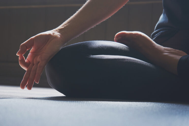 Woman practicing yoga in various poses